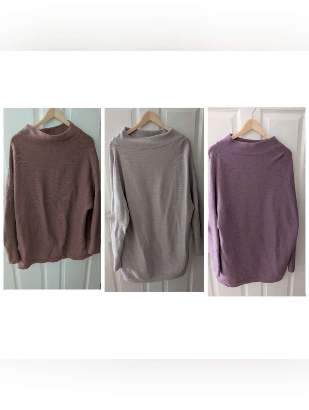 Lot of 3 Women’s  Crew Neck Sweaters For Leggings - Tan, Greige, Dusty Purple